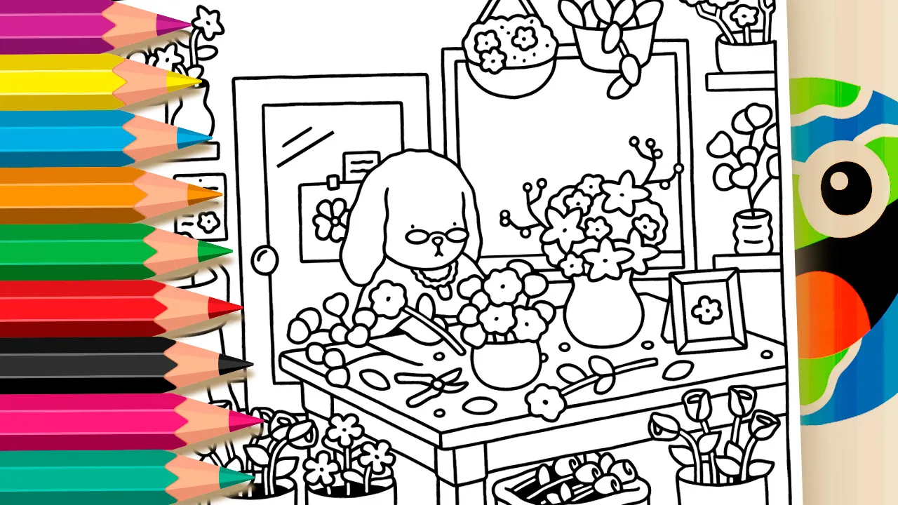 Coelhinho Florista para Colorir Online