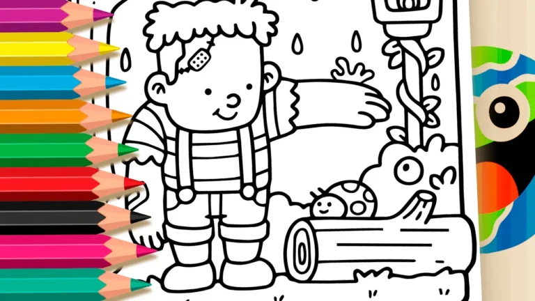Frankenstein e Joaninha na Chuva para Colorir Online