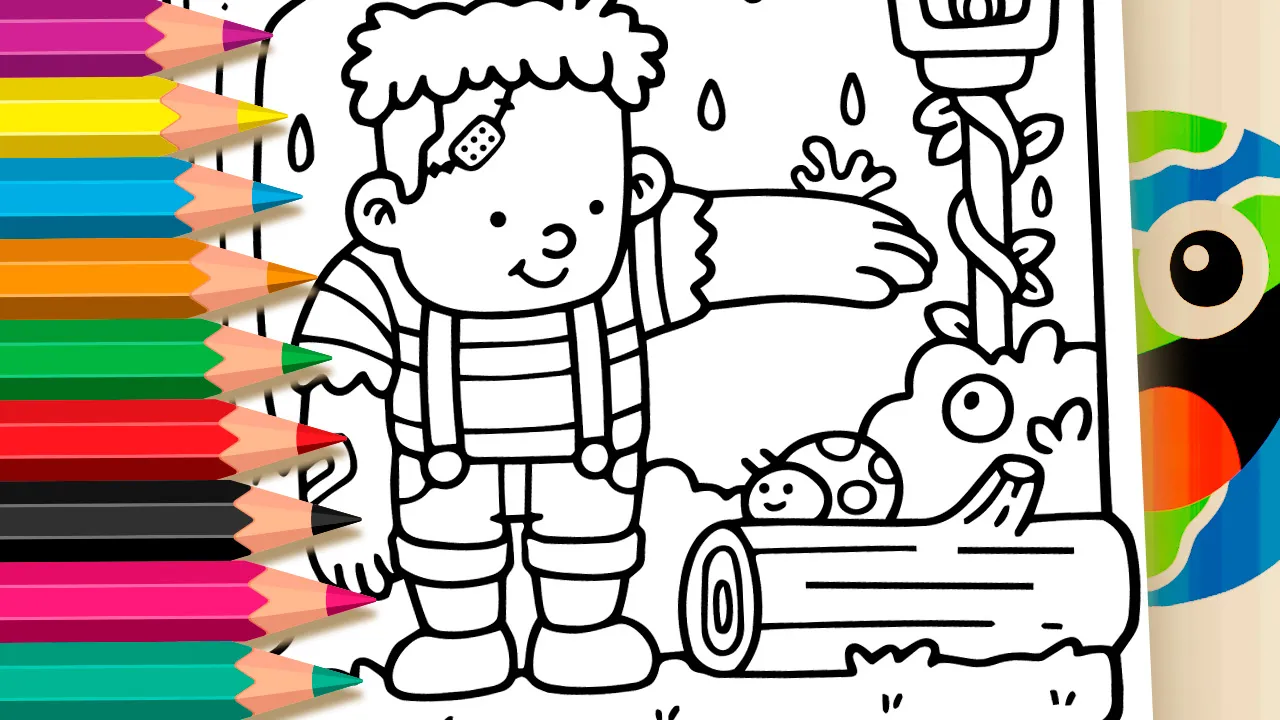 Frankenstein e Joaninha na Chuva para Colorir Online