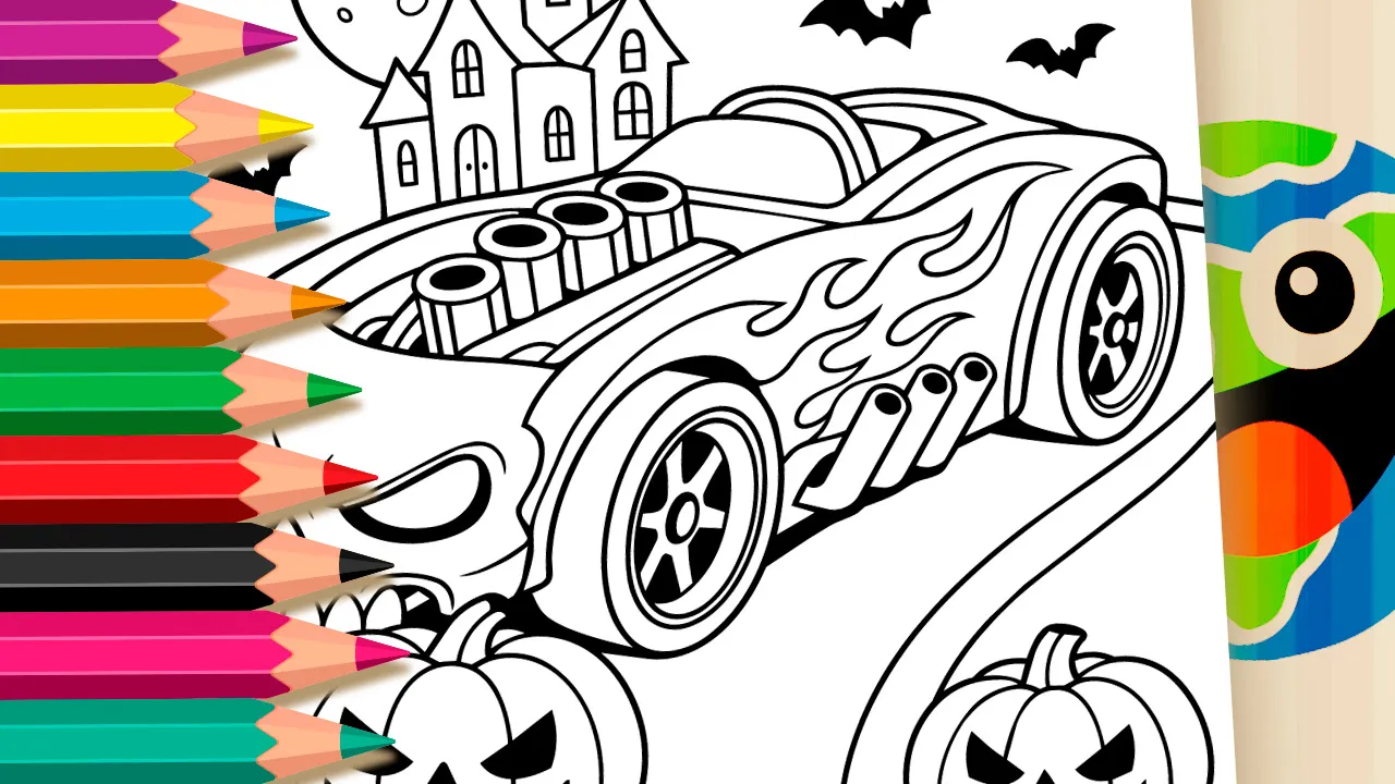 Hot Wheels Carro de Halloween para Colorir - Desenho para imprimir e colorir