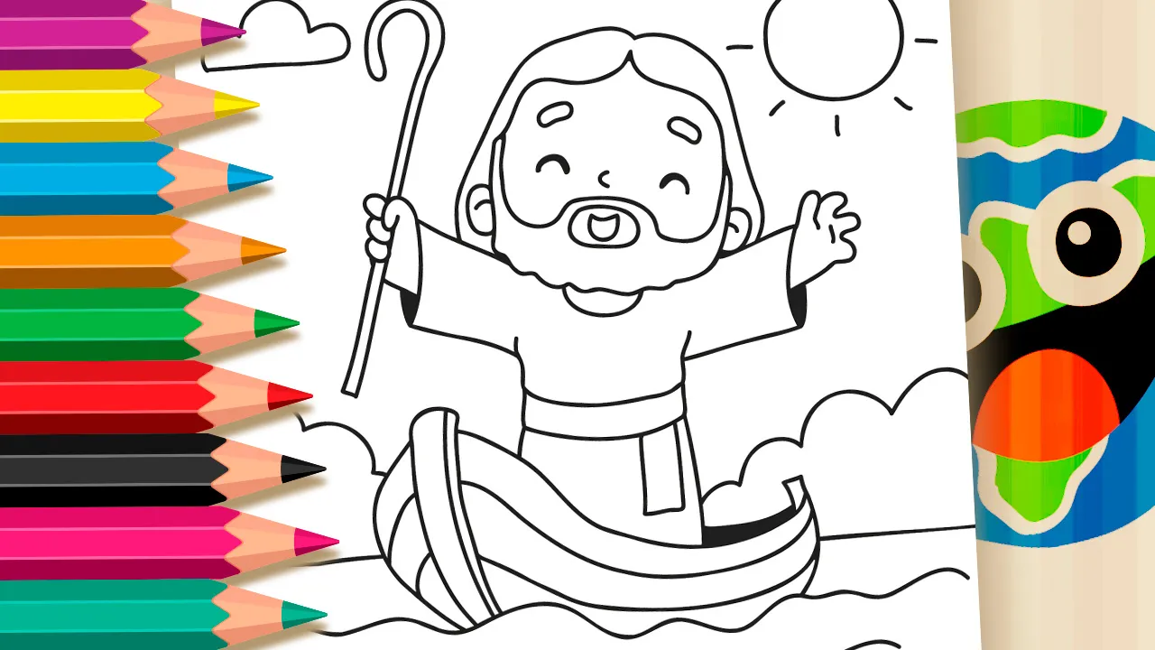 Jesus no Barco - Desenho para imprimir e colorir