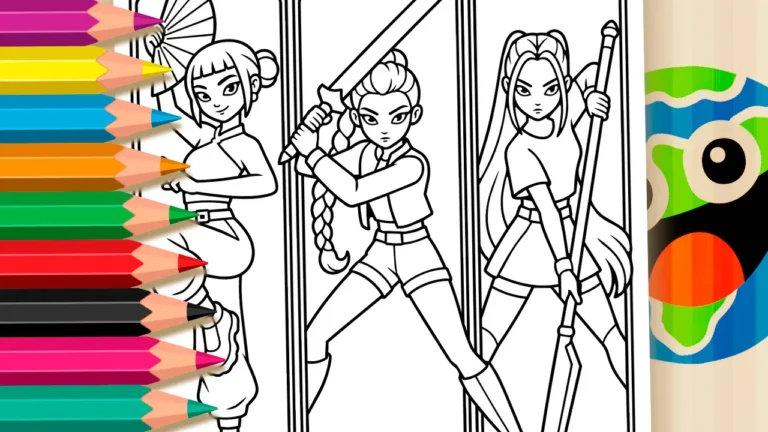 Huntrix: Zoey, Rumi e Mira para Colorir Online