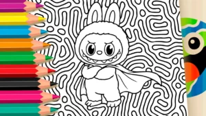 Labubu Super-Herói para Colorir Online