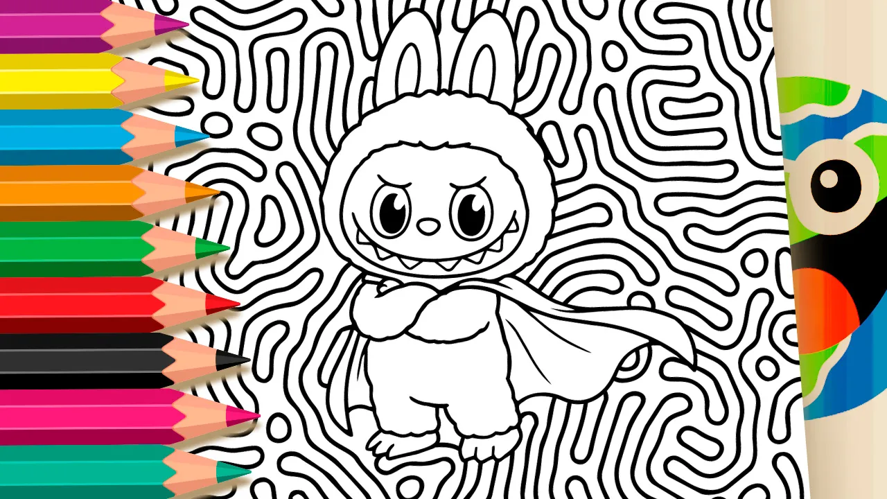 Labubu Super-Herói para Colorir Online - Desenho para imprimir e colorir