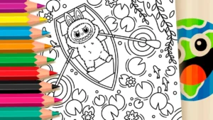 Labubu no Barquinho para Colorir Online