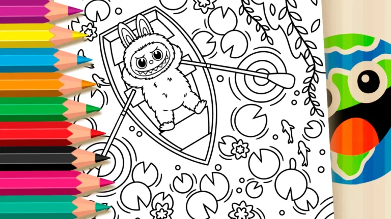Labubu no Barquinho para Colorir Online