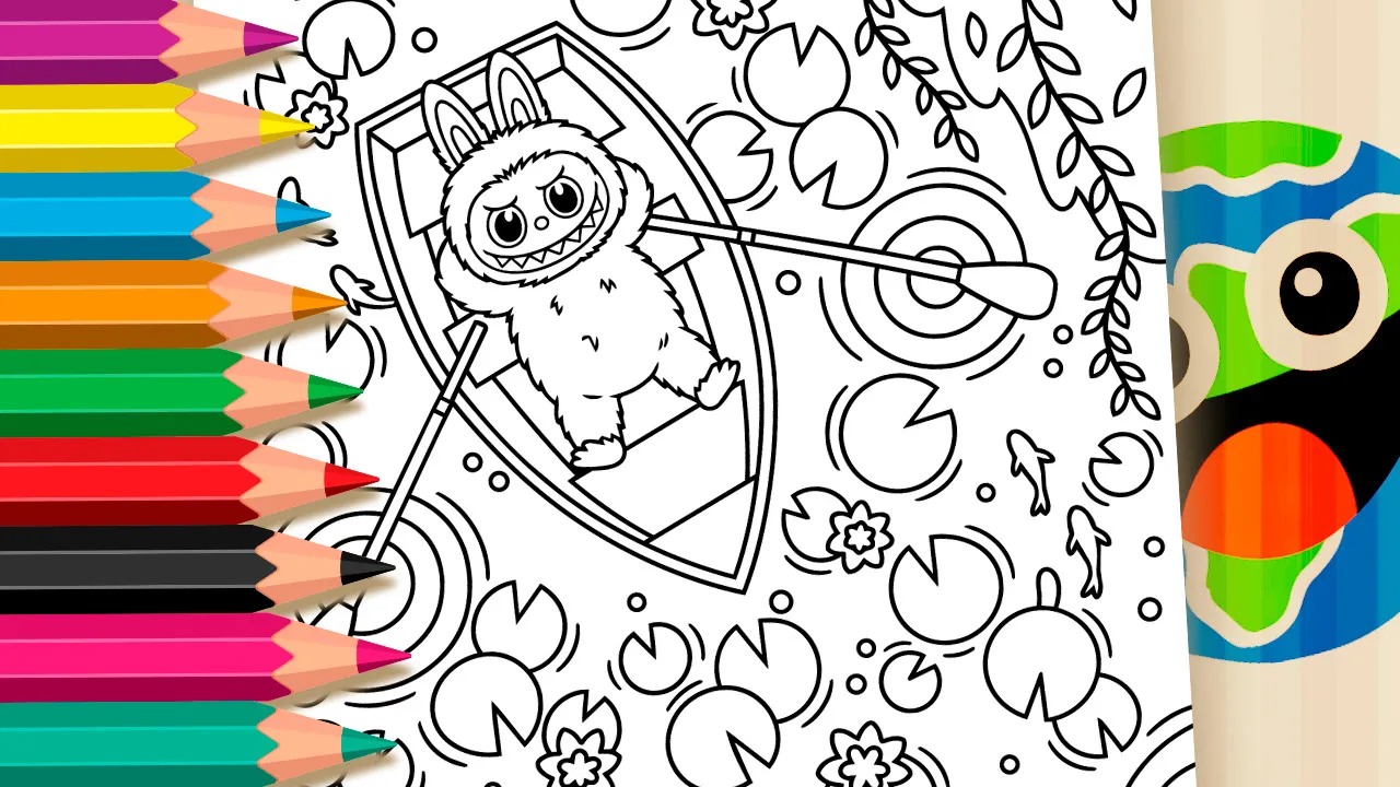 Labubu no Barquinho para Colorir Online