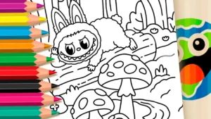 Labubu na Floresta para Colorir Online