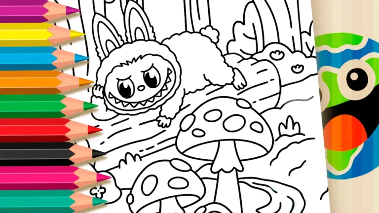 Labubu na Floresta para Colorir Online