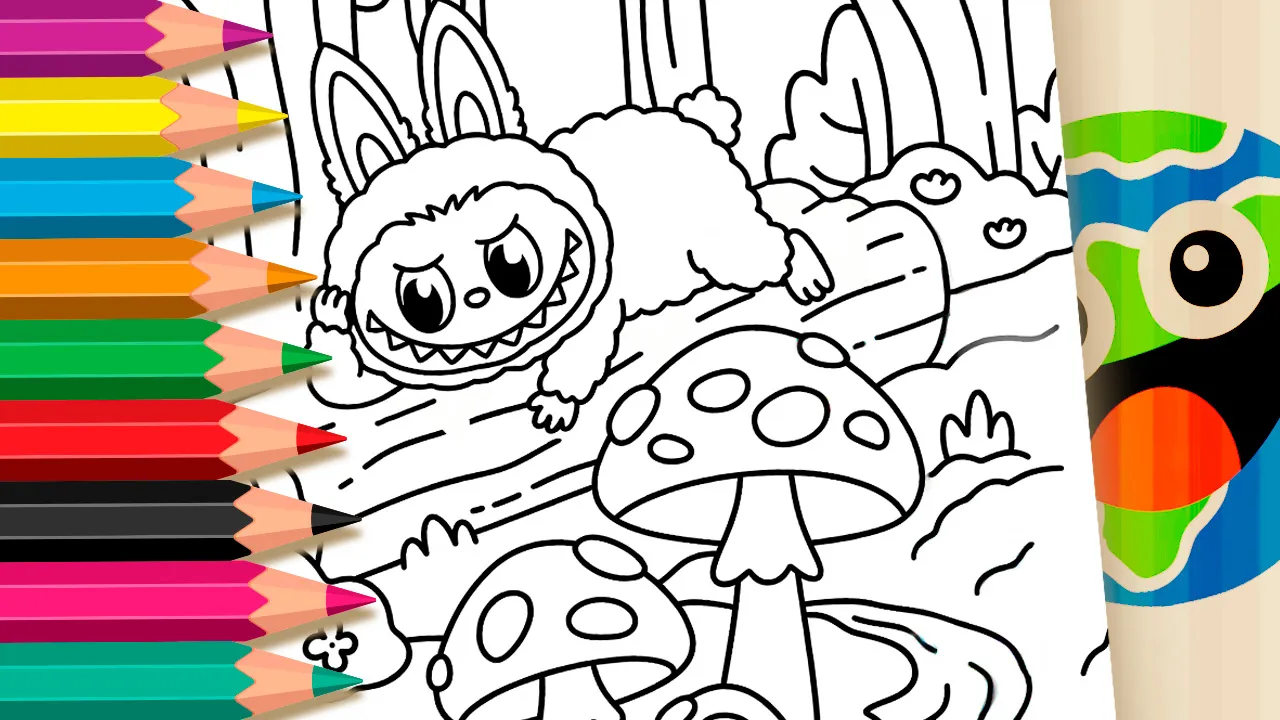 Labubu na Floresta para Colorir Online