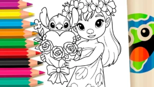 Lilo e Stitch no Buquê de Rosas