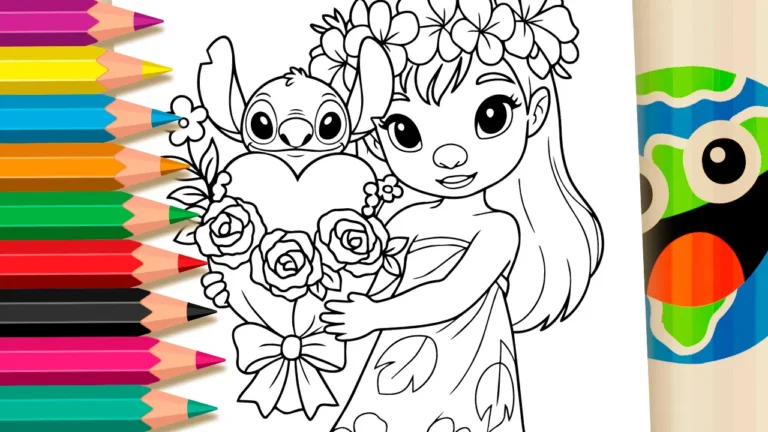 Lilo e Stitch no Buquê de Rosas