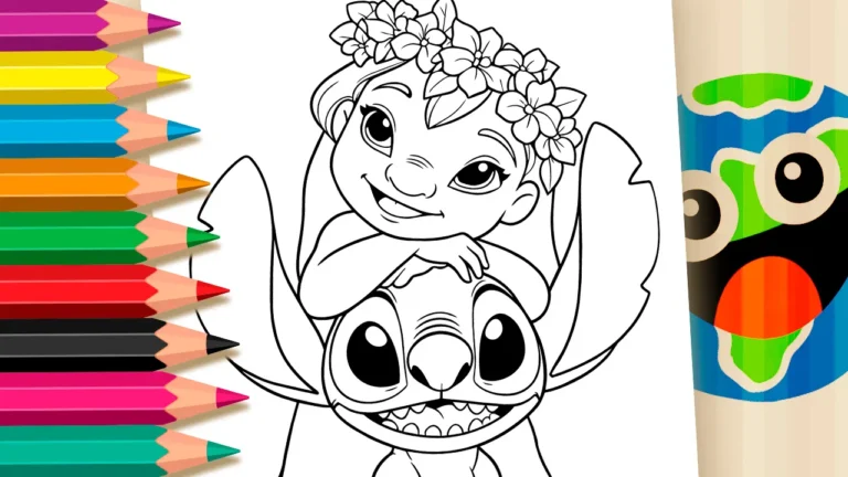 Lilo e Stitch Abraçados para Colorir