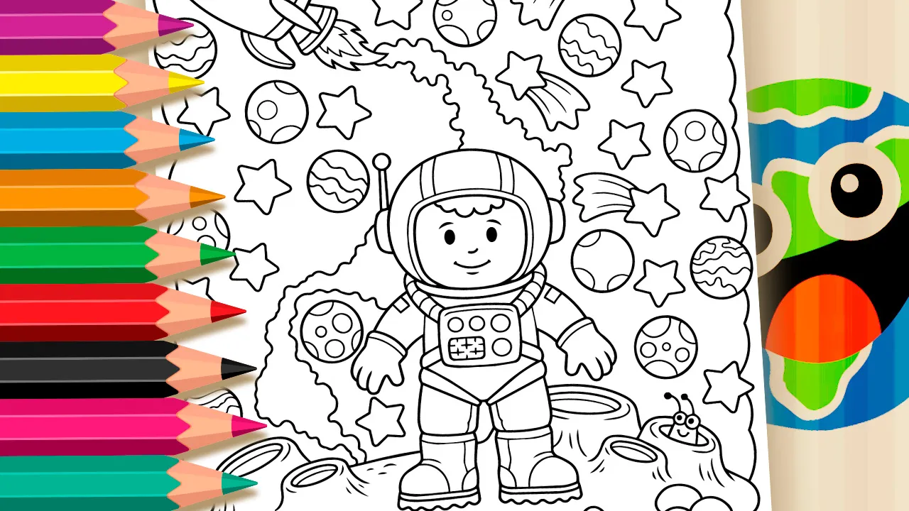 Astronauta no Espaço - Desenho para imprimir e colorir