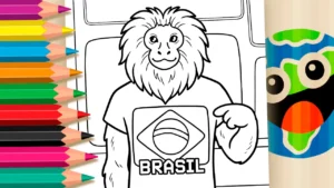 Mico-Leão-Dourado com Bandeira do Brasil
