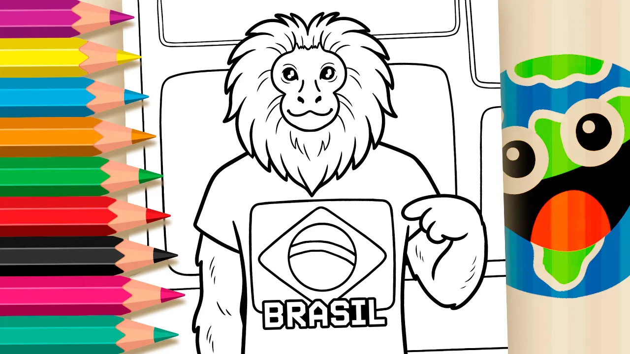 Mico-Leão-Dourado com Bandeira do Brasil