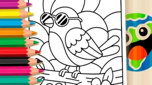 Passarinho de Óculos para Colorir Online