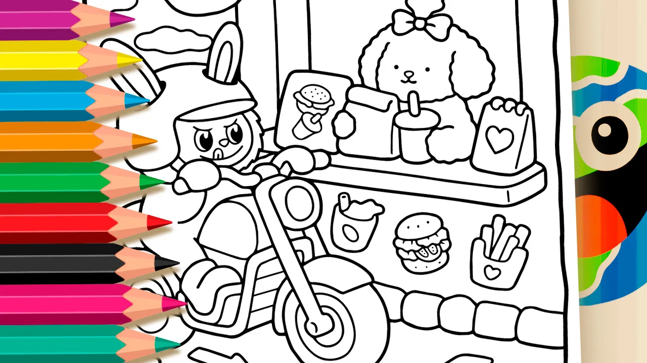 Coelhinho no Drive-Thru para Colorir Online