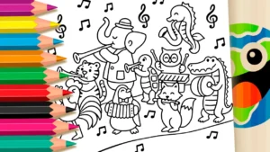 Orquestra dos Bichos para Colorir Online