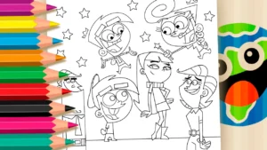 Os Padrinhos Mágicos para Colorir Online