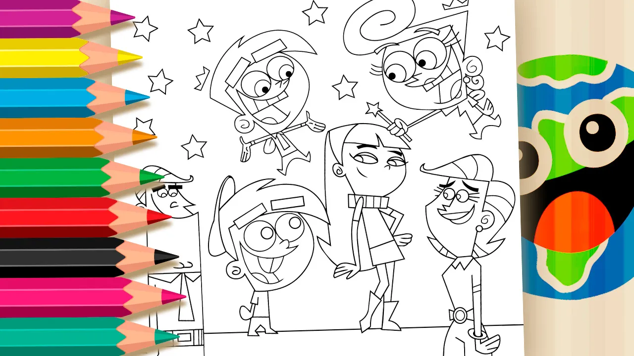 Os Padrinhos Mágicos para Colorir Online