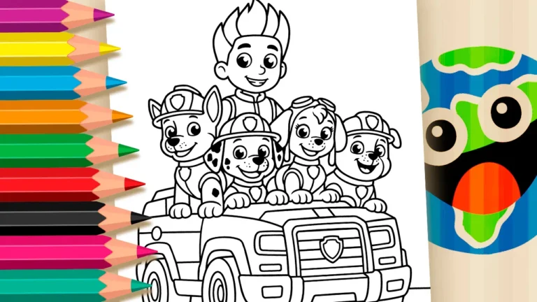 Patrulha Canina no Jipe para Colorir Online
