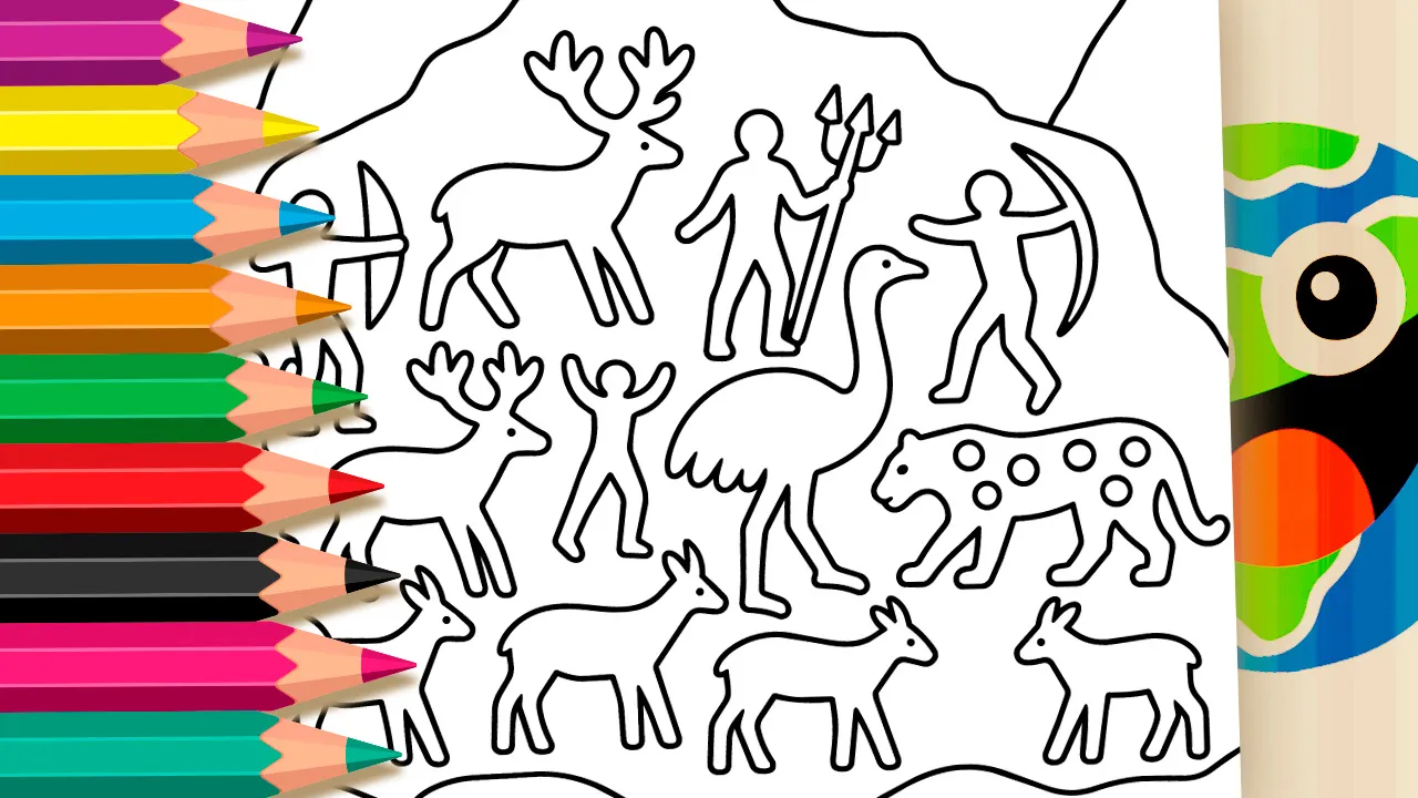 Pintura Rupestre - Desenho para imprimir e colorir