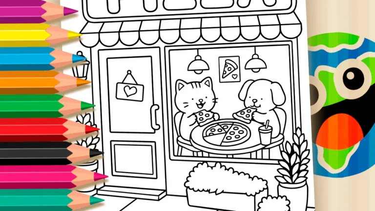 Pizzaria Kawaii com Gatinho e Cachorrinho