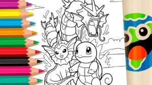 Desenho para colorir Squirtle, Vaporeon e Gyarados para Colorir Online