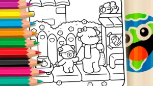 Mamãe Ursinha e Filhote para Colorir Online