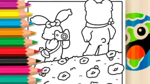 Coelhinha Fotógrafa e Ursinho Kawaii para Colorir