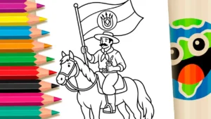 Gaúcho com Bandeira para Colorir Online