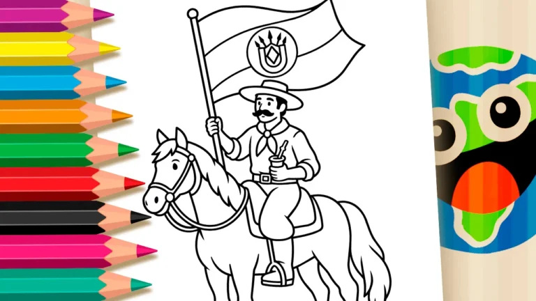 Gaúcho com Bandeira para Colorir Online