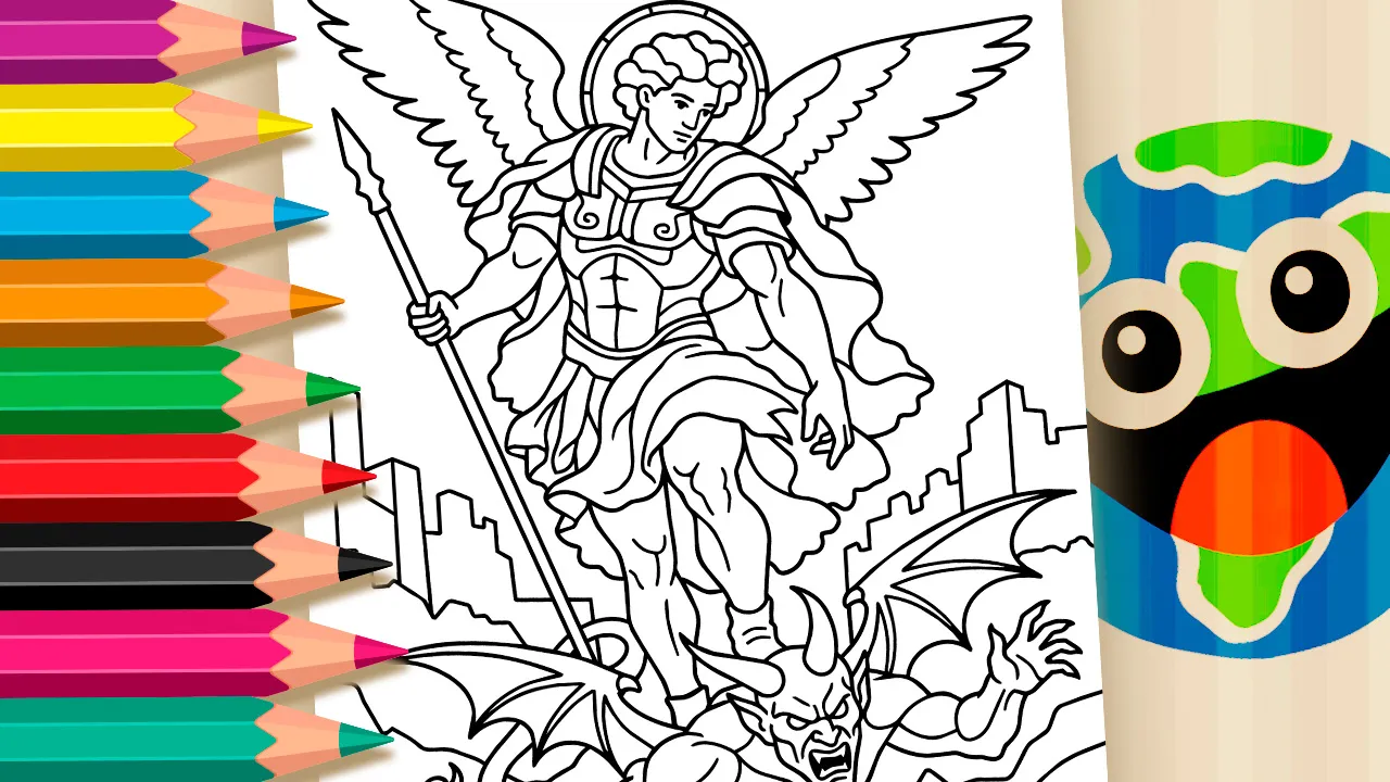 São Miguel Arcanjo - Desenho para imprimir e colorir
