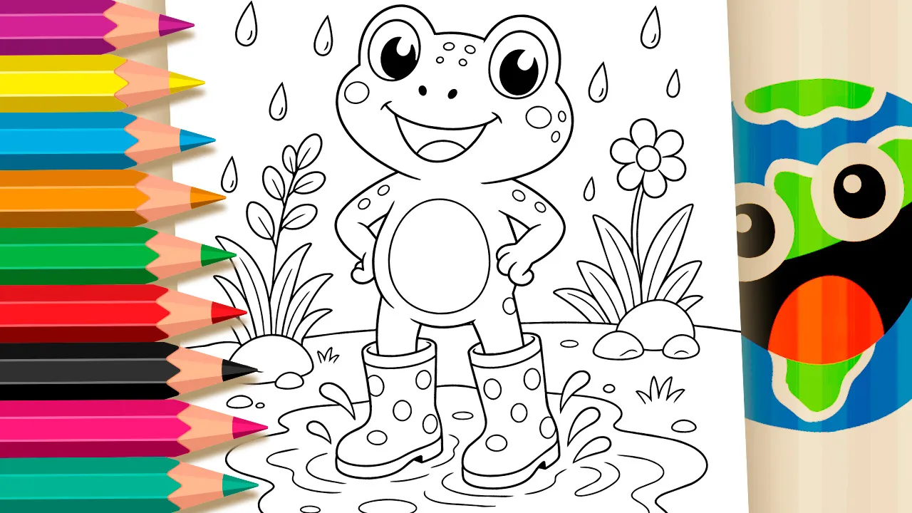 Sapo de Botas de Chuva para Colorir Online