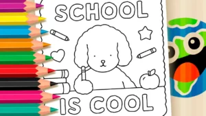 Cãozinho School Is Cool para Colorir Online