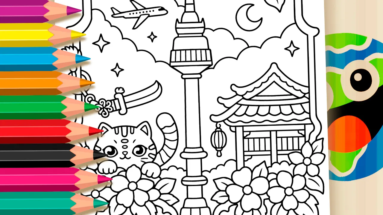 Derpy e Torre N Seoul para Colorir Online