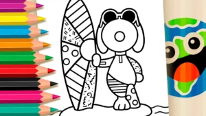 Snoopy Surfista para Colorir Online