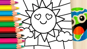 Sol em Mosaico para Colorir Online