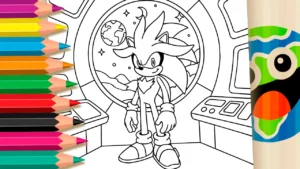 Desenho para colorir Silver the Hedgehog na Nave para Colorir Online