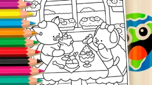 Amigas Tomando Sorvete para Colorir Online