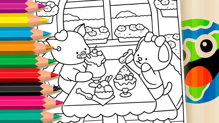 Amigas Tomando Sorvete para Colorir Online
