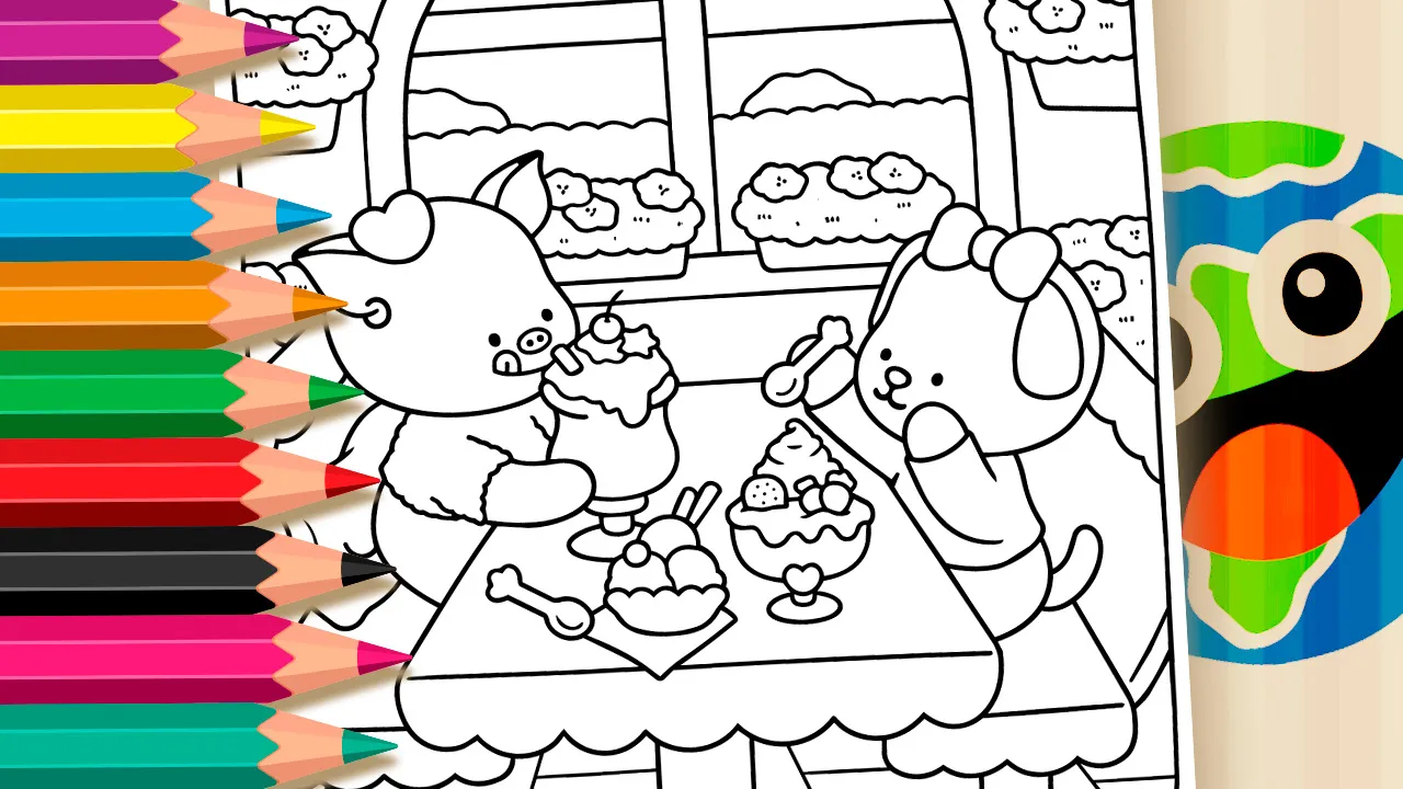 Amigas Tomando Sorvete - Desenho para imprimir e colorir