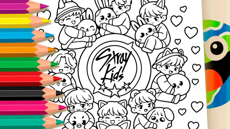 Stray Kids com SKZOO para Colorir Online