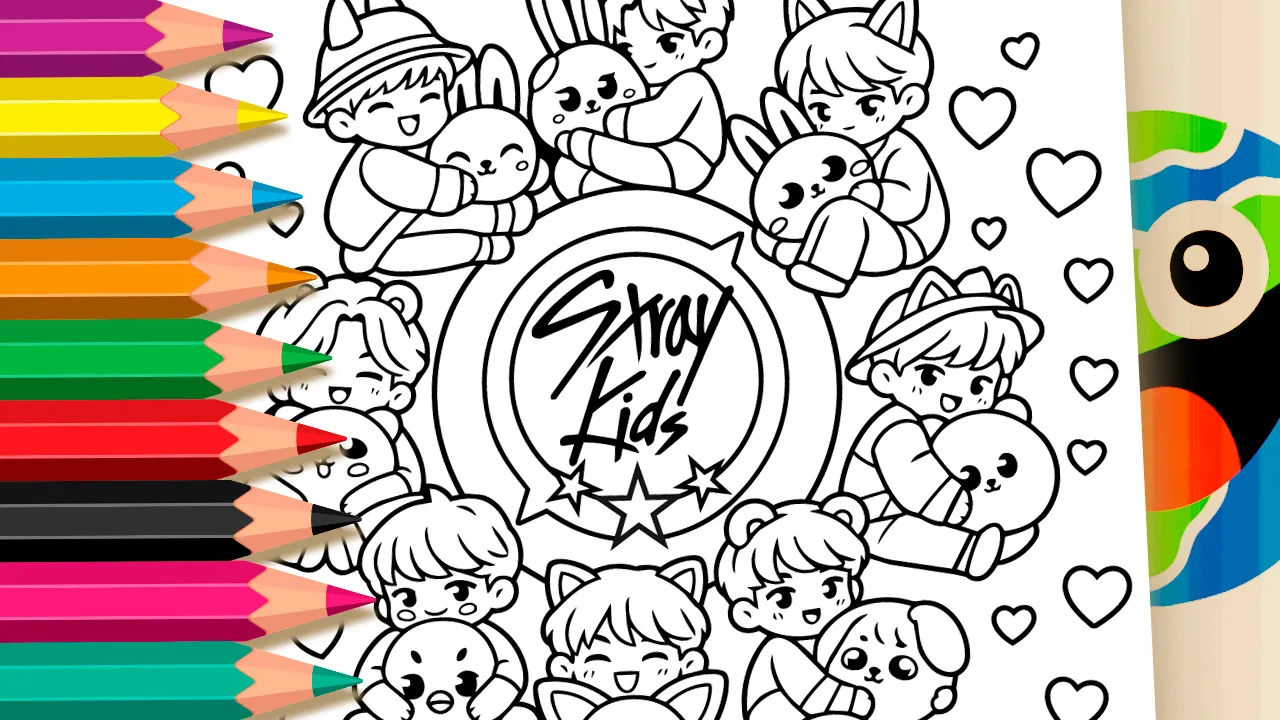 Stray Kids com SKZOO para Colorir Online