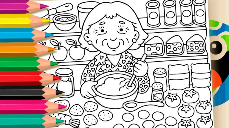 Vovó Cozinheira para Colorir Online