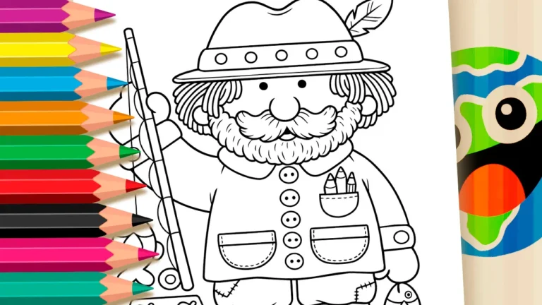Vovô Pescador para Colorir Online