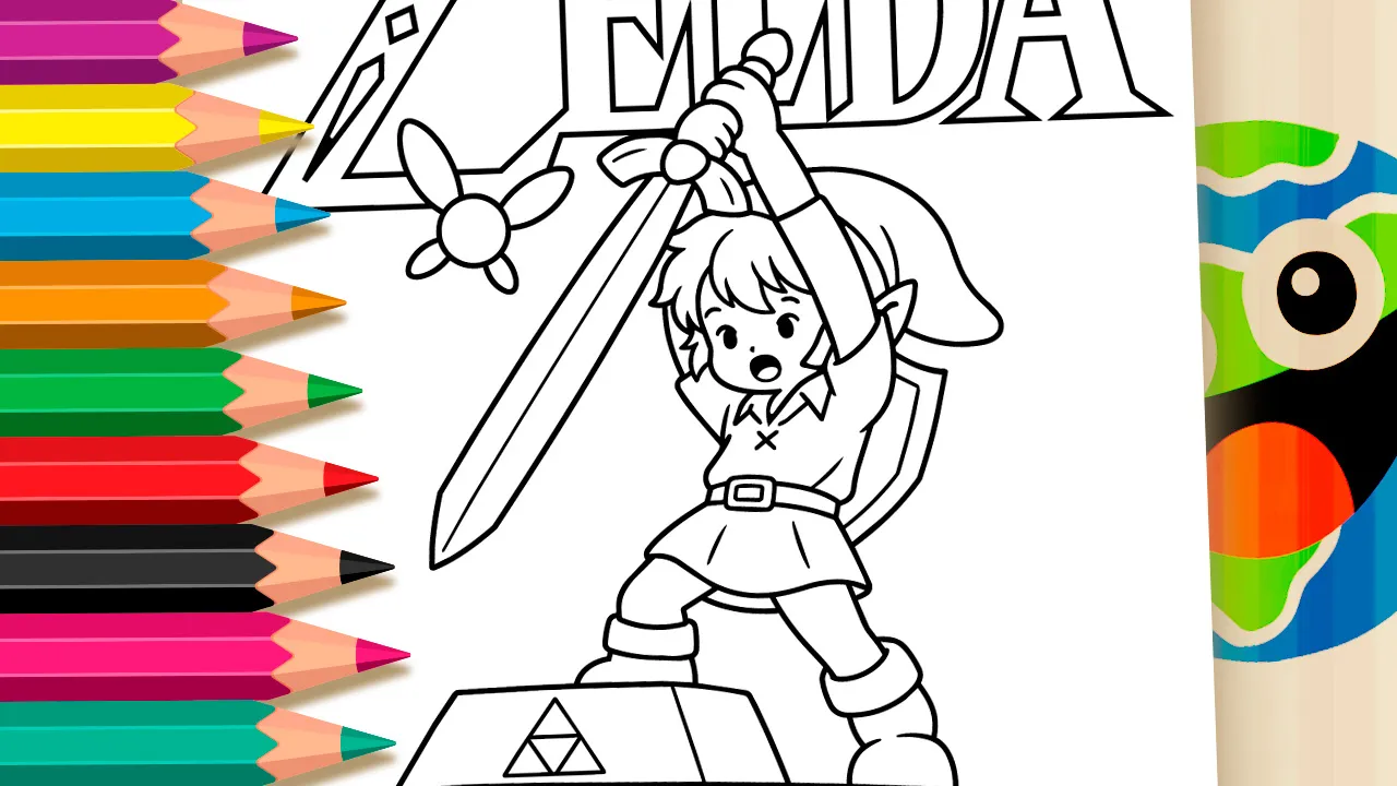 Link Erguendo a Master Sword para Colorir Online