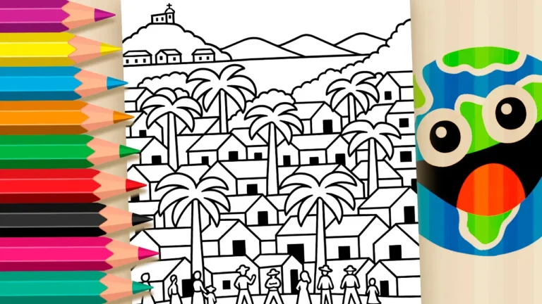 Vila Litorânea Brasileira para Colorir Online