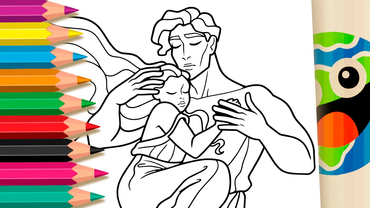 Hades e Perséfone - Desenho para imprimir e colorir